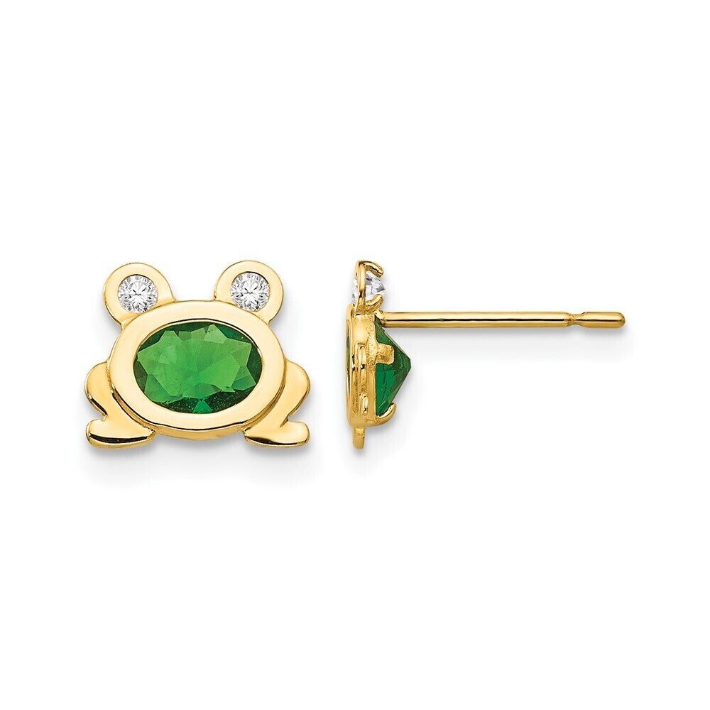 14k Yellow Gold Madi K CZFrog Post Earrings